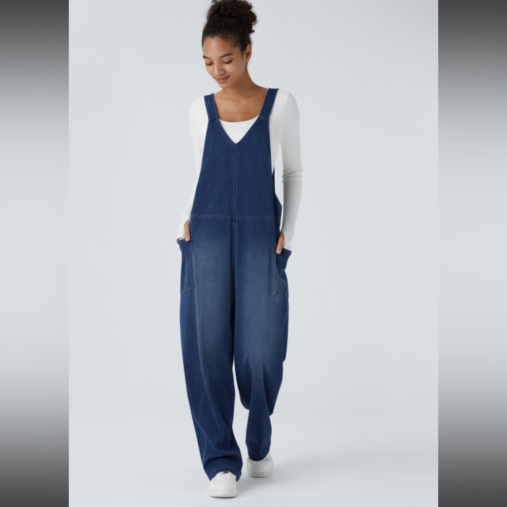 HALARA Women's Dark Blue Denim Overalls